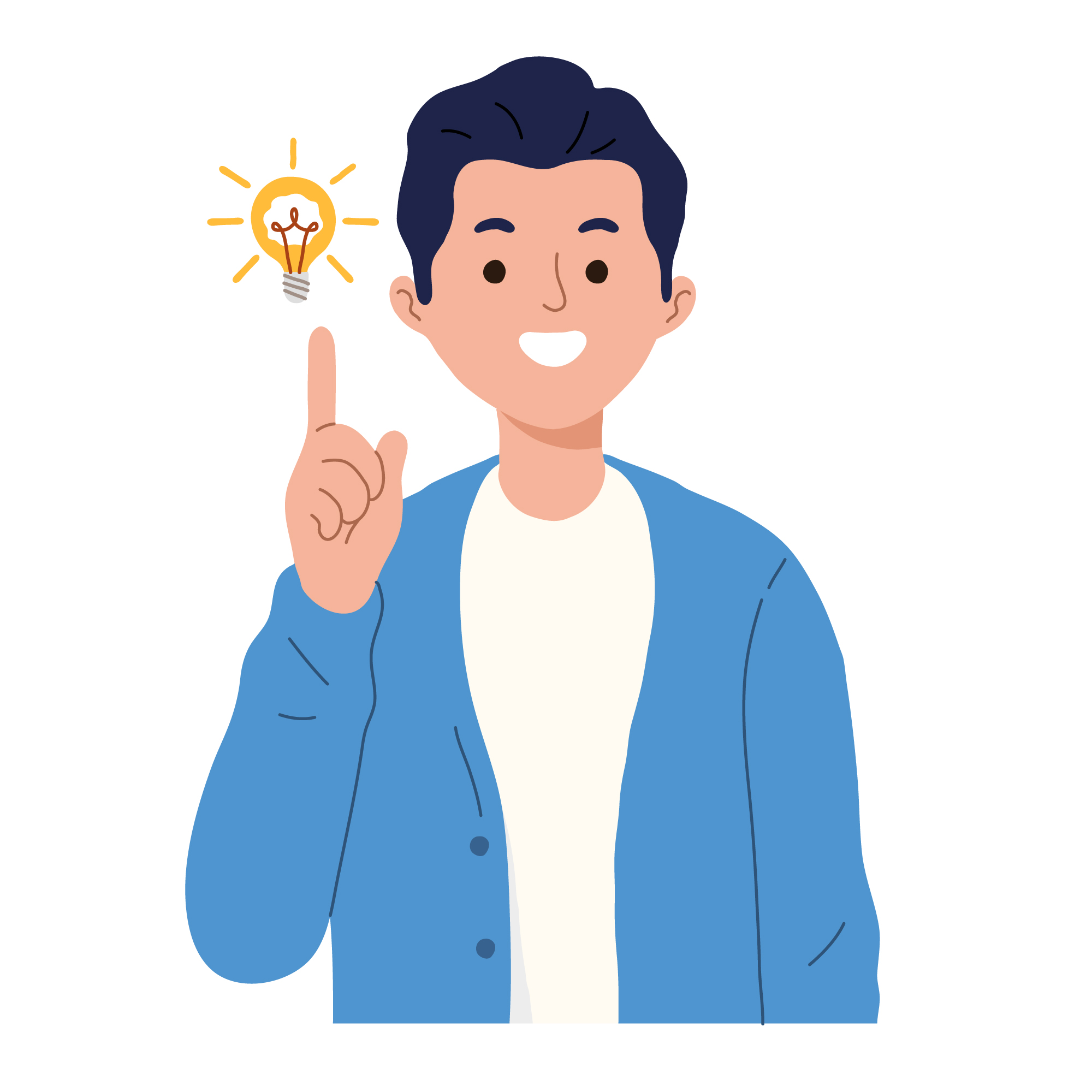 Man shows gesture of a great idea find solution of the problem vector illustration in cartoon style Concept Man shows gesture of a great idea find solution of the problem vector illustration in cartoon style Concept